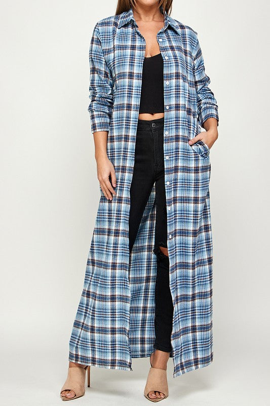 Plaid maxi shirt dress hotsell