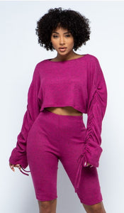 Callia Crop Long Sleeve Biker Short Set