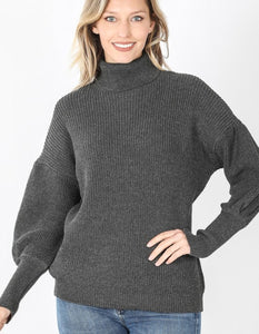 Puff Sleeve Turtleneck Sweater