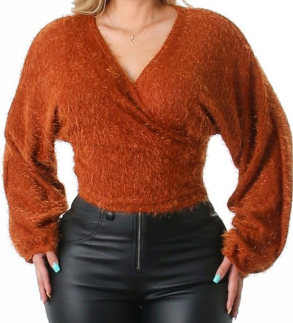 Fuzzy Fur Wrap Top