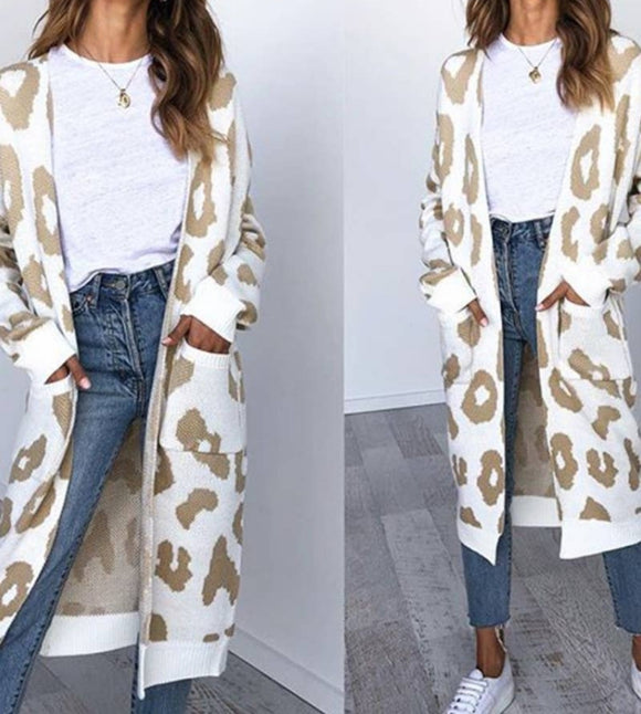 Snow Leopard Midi Cardigan